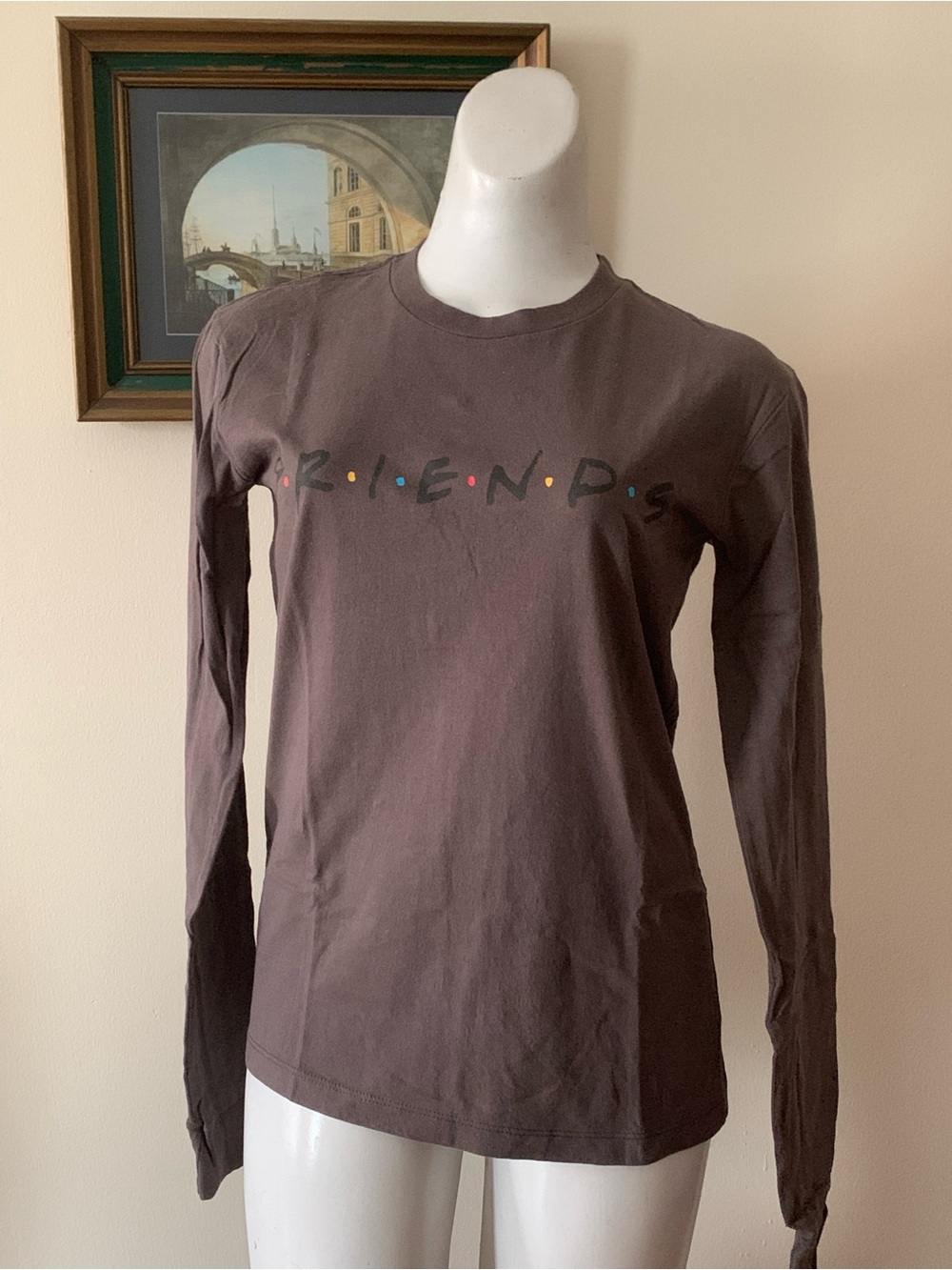 Friends Logo Long Sleeve Tee in Brown